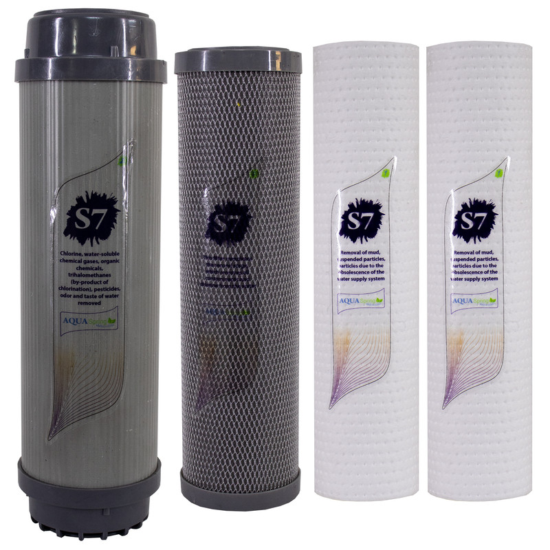 دستگاه تصفیه کننده آب آکوآ اسپرینگ مدل RO-S7-KZ 7200 به همراه فیلتر مجموعه  4 عددی و کیت نشتی گیر