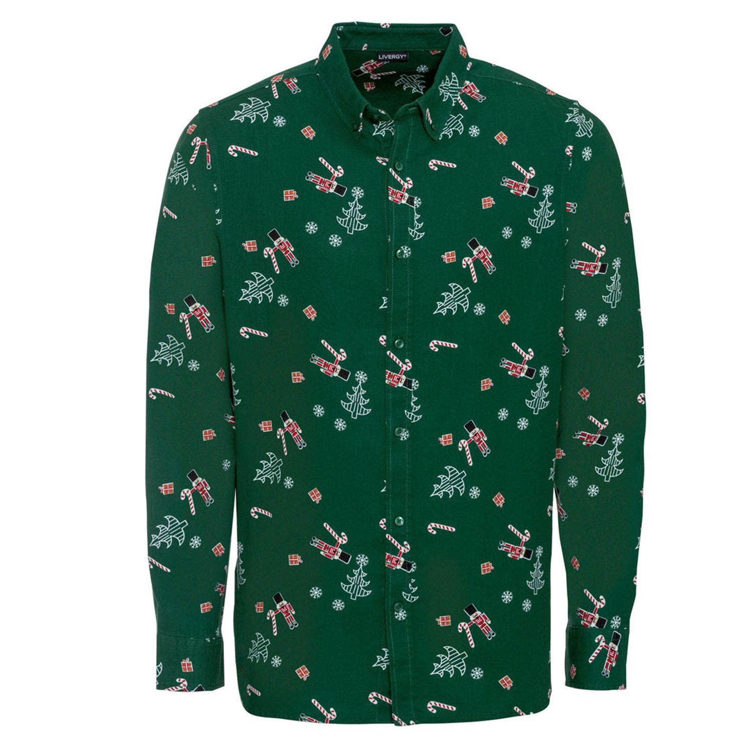 پیراهن آستین بلند مردانه لیورجی مدل کریسمسی کد Gr-chris2022 رنگ سبز