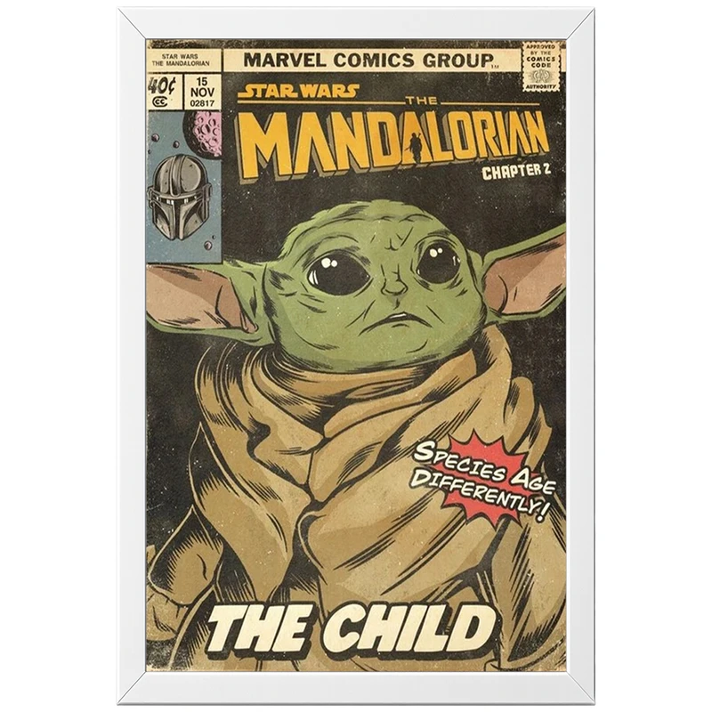 تابلو بکلیت طرح بیبی یودا Baby Yoda (Grogu) مدل W-po2069 فریم سفید