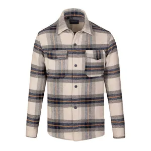 پیراهن آستین بلند مردانه کروم مدل دو جیب پشمی کد 2220161