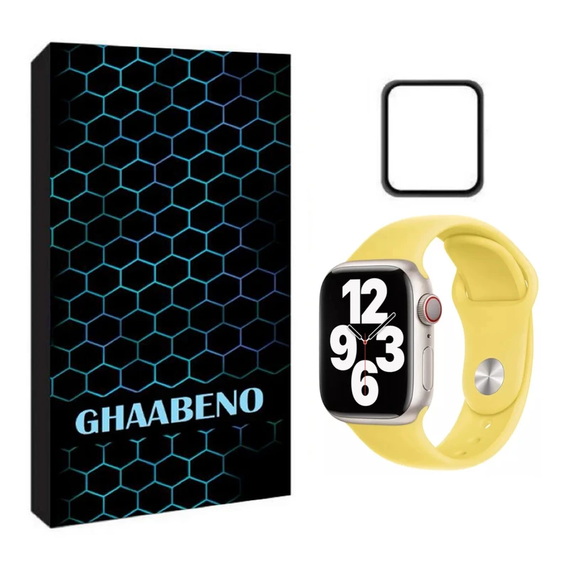 بند قاب نو مدل سیلیکونی مناسب برای اپل واچ سری 3 سایز 42 میلی متری به همراه محافظ صفحه نمایش