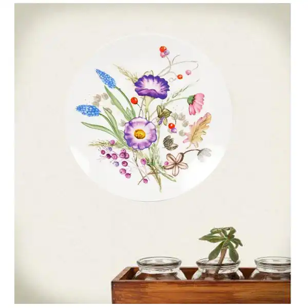 بشقاب دیوارکوب سفالی طرح گل های زیبای من کد 17 مجموعه 2 عددی