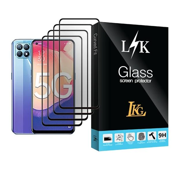 محافظ صفحه نمایش ال کا جی مدل LK Glass MIX004 مناسب برای گوشی موبایل اوپو Reno4 SE بسته چهار عددی
