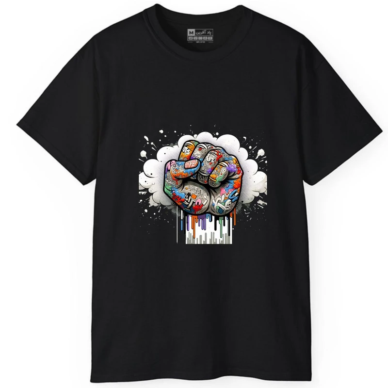 تی‌شرت آستین کوتاه مردانه پاد آفرین مدل دست ابر کد 1902