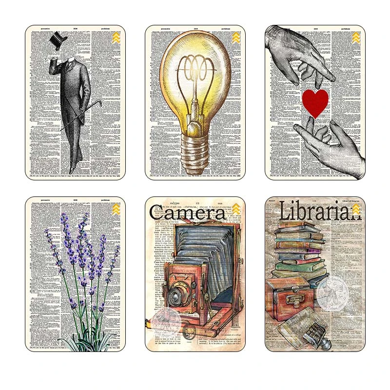 استيکر کارت کارنيکا طرح روزنامه وینتج Vintage Newspaper کد 16545 مجموعه 6 عددی