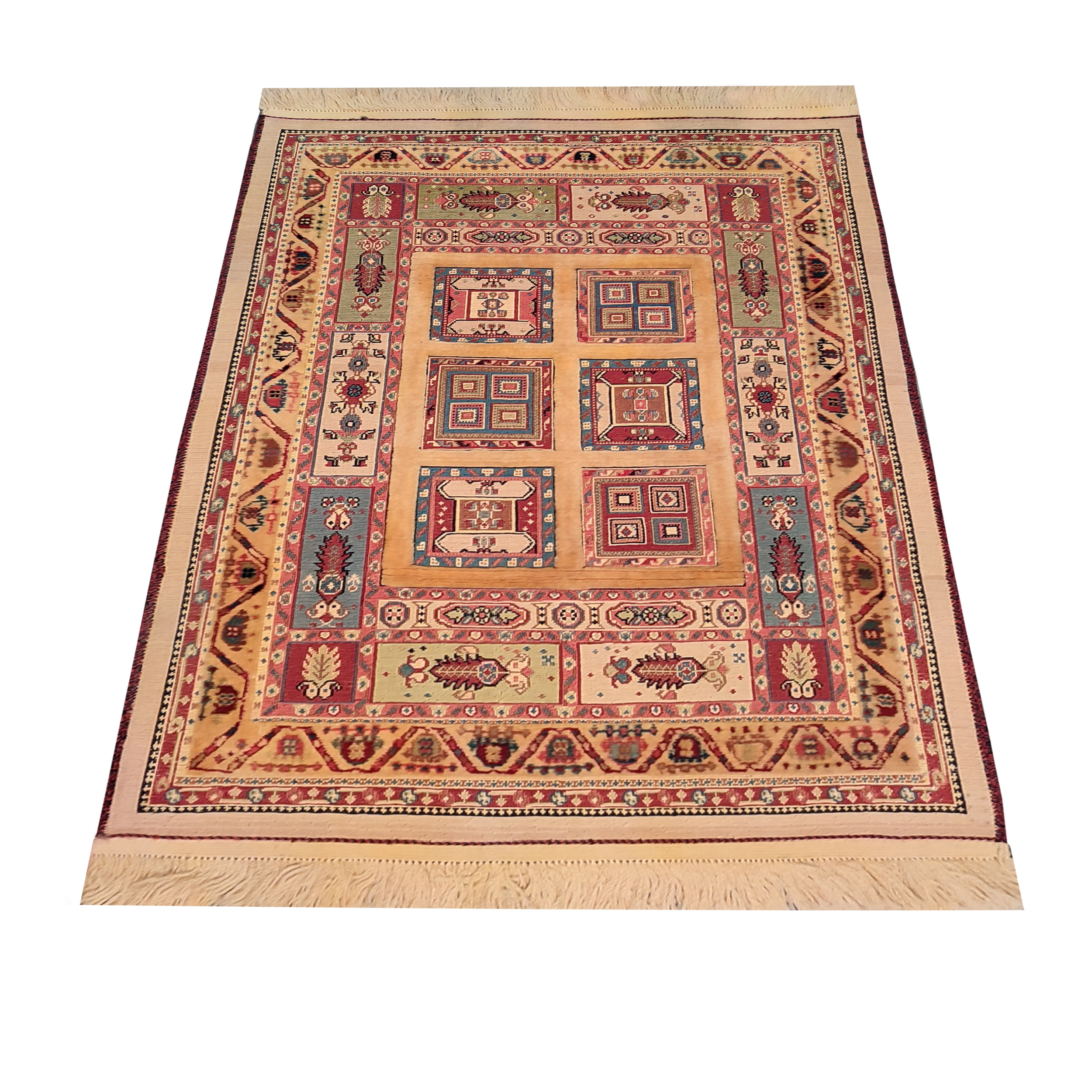 گلیم فرش دستبافت یک متری طرح خشتی کد AA370