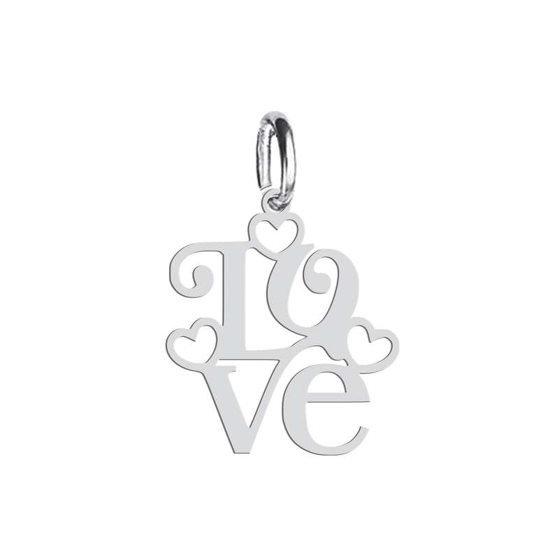 آویز گردنبند نقره هایکا طرح قلب و love مدل n.ha 363