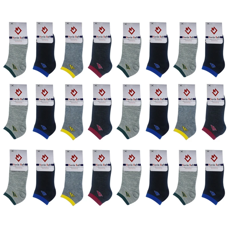 جوراب ساق کوتاه زنانه مدل نوین بافت CV بسته 24 عددی