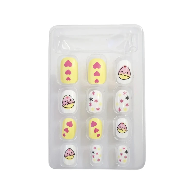 ناخن مصنوعی دست کودک کارومی مدل جوجه بسته 12 عددی