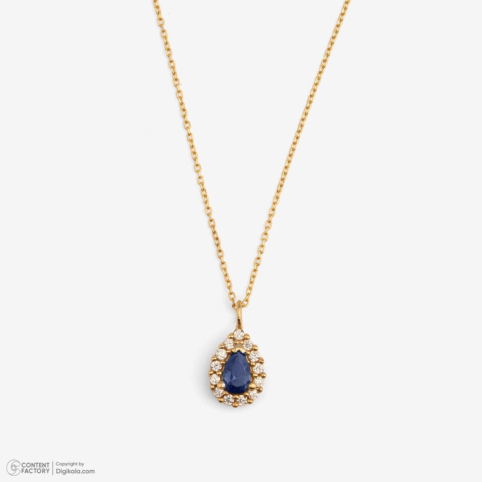 گردنبند طلا 18 عیار زنانه با زنجیر حلقه‌ای (فلامینگو) وی گالری مدل اشک نگینی کد NC3023 -  - 7