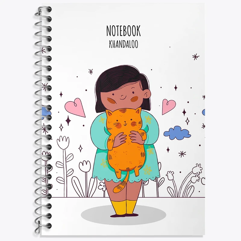 دفتر زبان 50 برگ خندالو مدل دو خط طرح دختر و گربه کد N1025