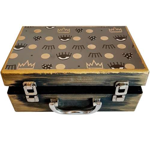 جعبه هدیه چوبی مدل چمدان طرح چشم