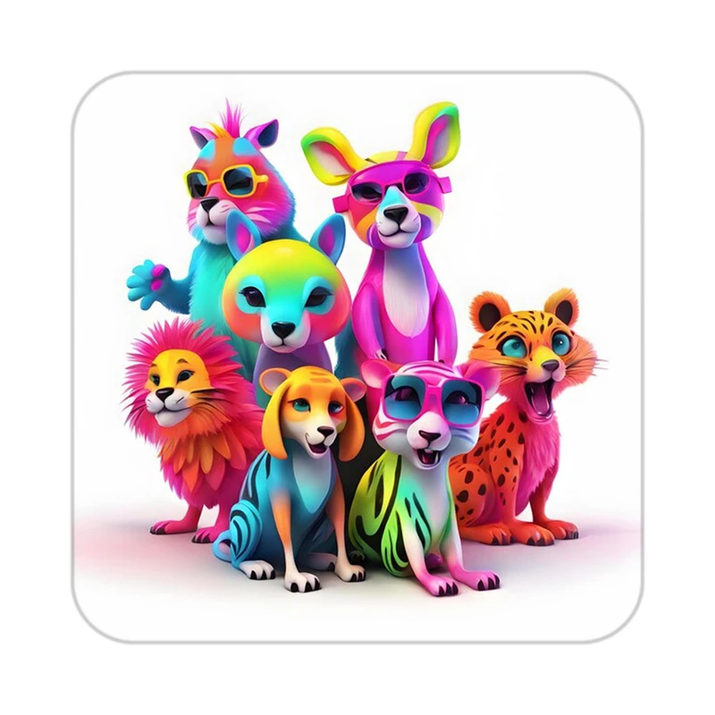 زیر لیوانی کاکتی طرح حیوانات رنگی مدل mp25215