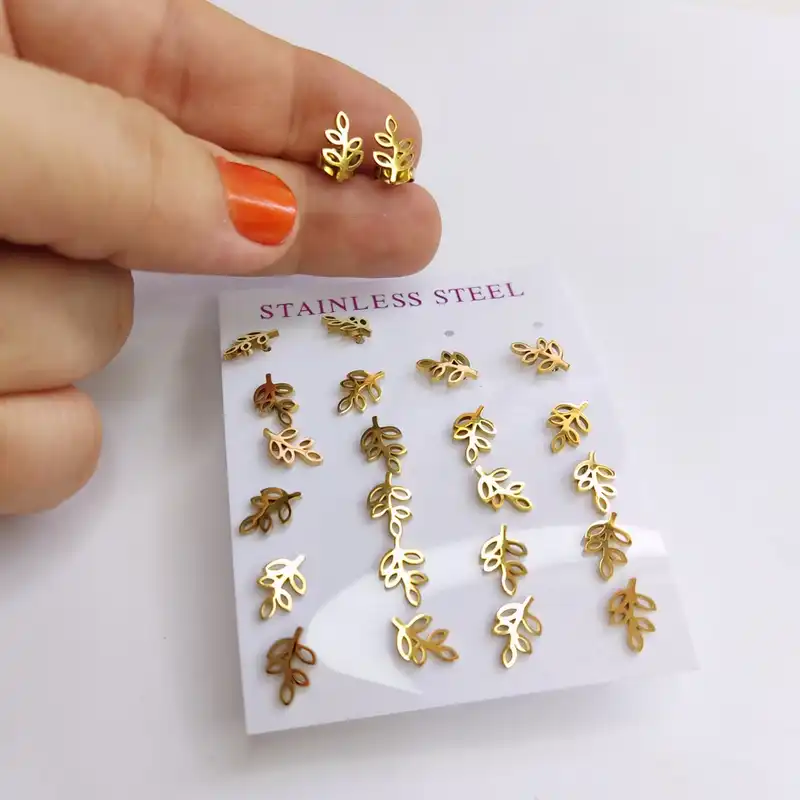 گوشواره زنانه مدل میخی برگ