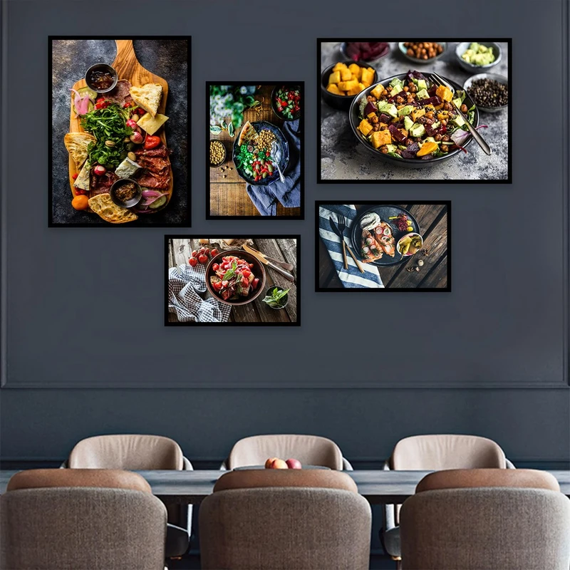 تابلو بکلیت طرح رستوران و آشپزخانه سالاد مدل B-859 مجموعه 5 عددی