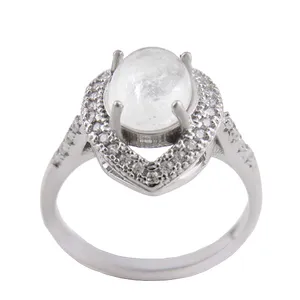 انگشتر نقره زنانه بازرگانی میلادی مدل سنگ در نجف نگین برلیان بدون ریزش ابکاری رادیوم کد AWR_1424