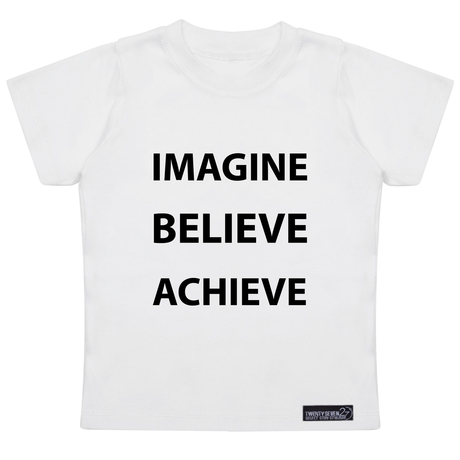 تی شرت آستین کوتاه پسرانه 27 مدل Imagine Believe Achieve کد MH971 -  - 1