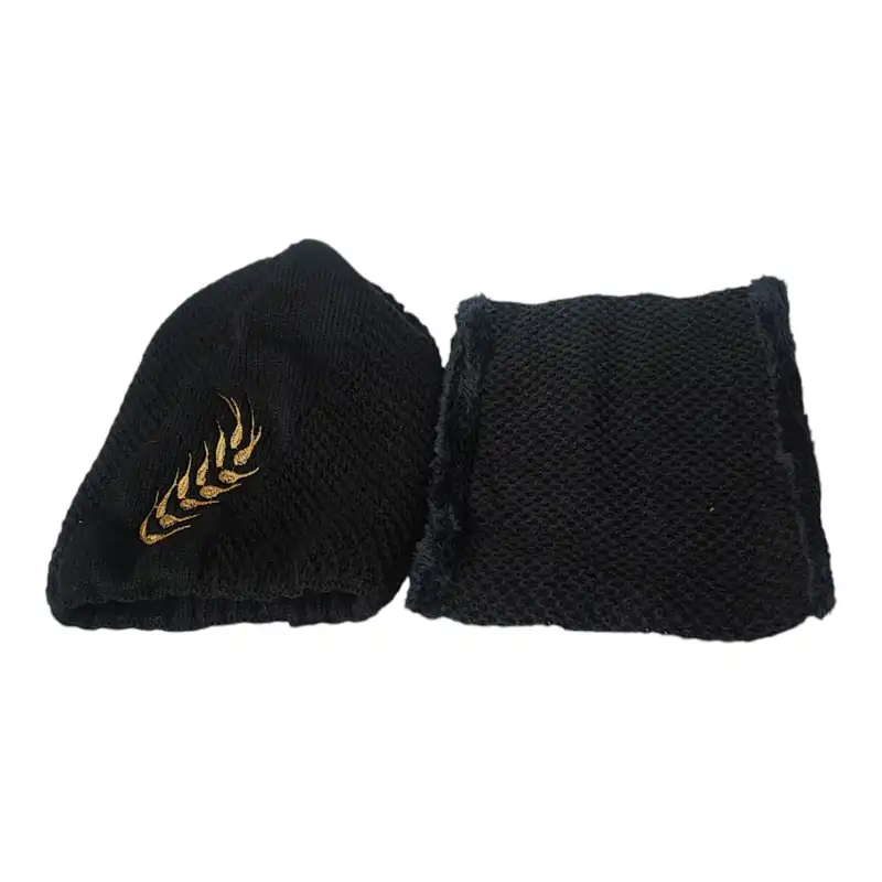 ست کلاه و شال گردن بافتنی بچگانه مدل خوشه گندم ۰۴