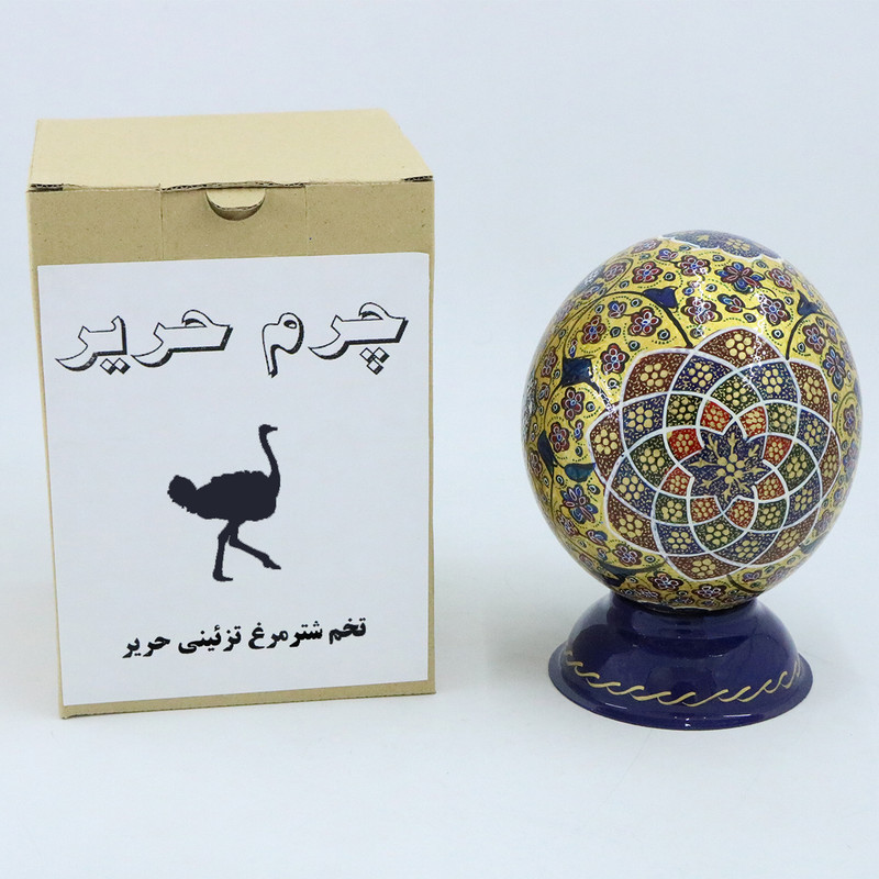 تخم شترمرغ تزئینی چرم حریر مدل پرنده