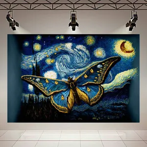 تابلو بوم طرح نقاشی شب پر ستاره ونگوگ مدل پروانه کد AR303655