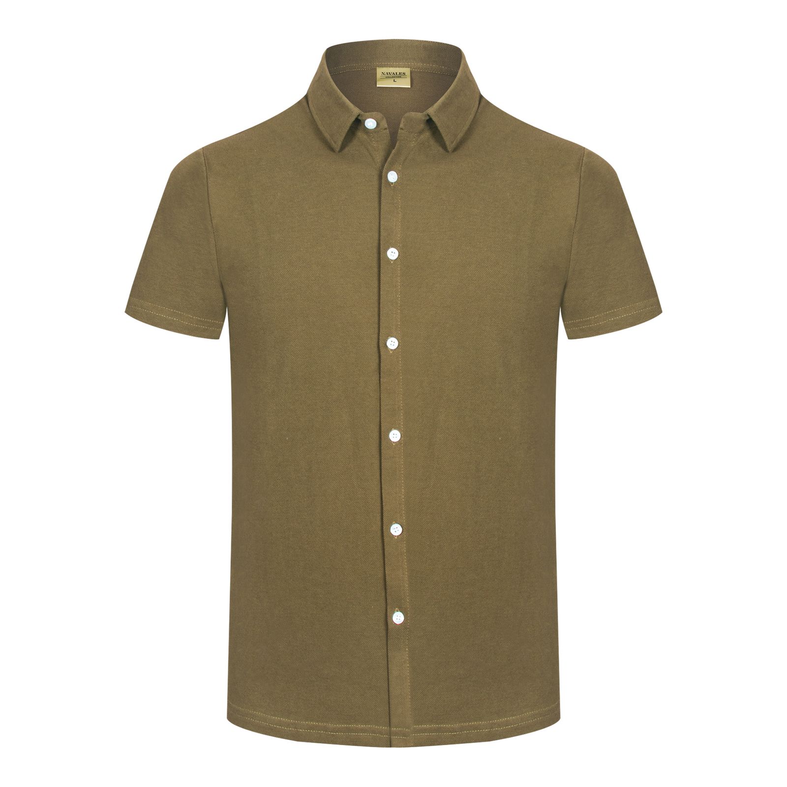 پیراهن آستین کوتاه مردانه ناوالس مدل MARIO رنگ نسکافه ای