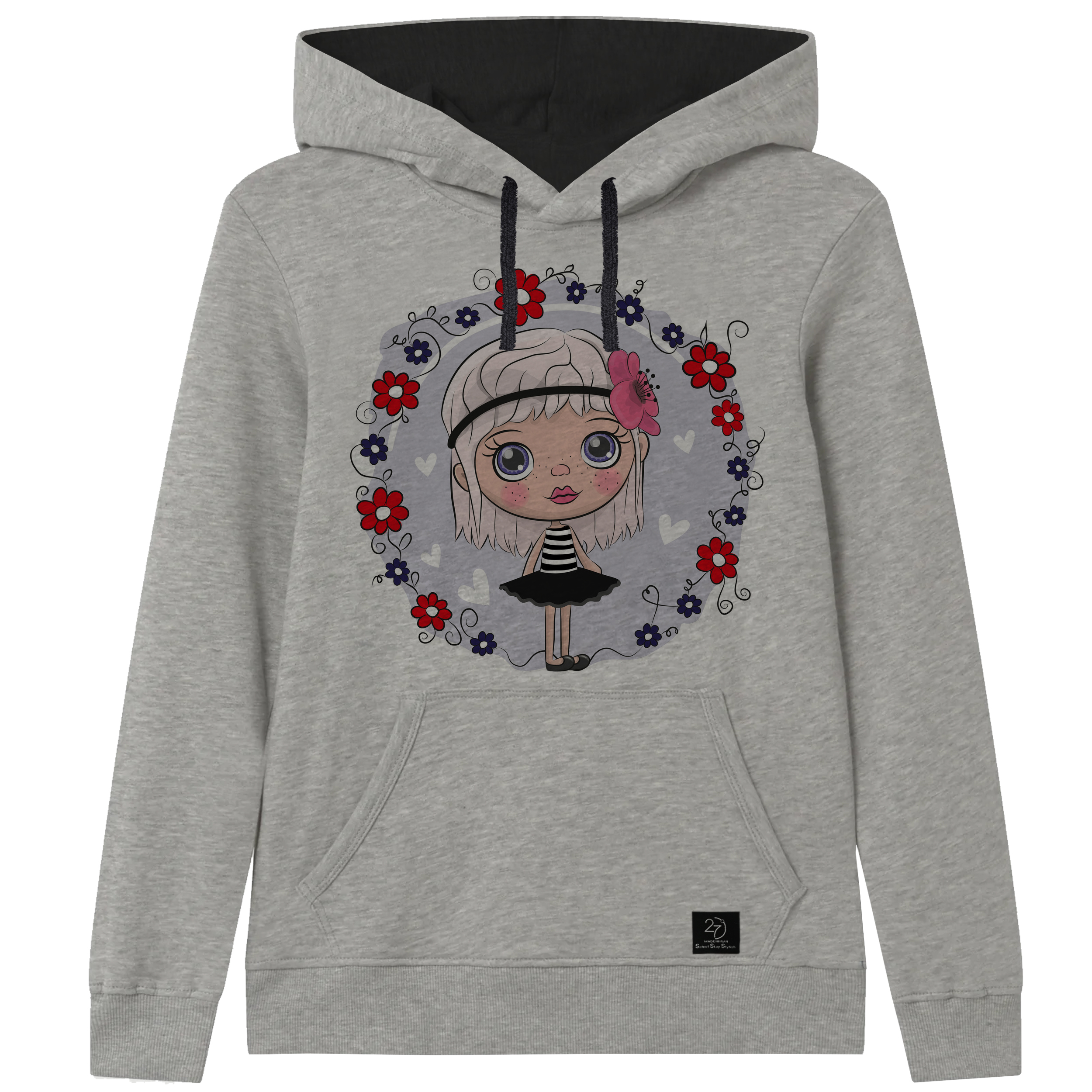 هودی دخترانه 27 مدل GIRL کد J26 رنگ طوسی