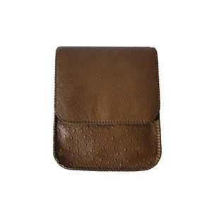 کیف رو دوشی چرمی دست دوز مدل شترمرغ کد kpg1008