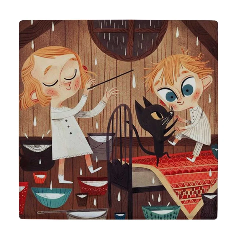  زیر لیوانی طرح نقاشی دختر و پسر بچه و گربه کد    4073123_2764