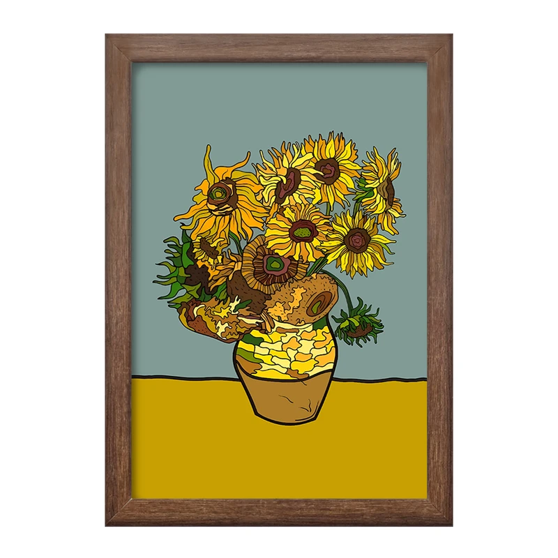 تابلو خندالو طرح گلدان آفتابگردان ونسان ونگوگ کد F12839