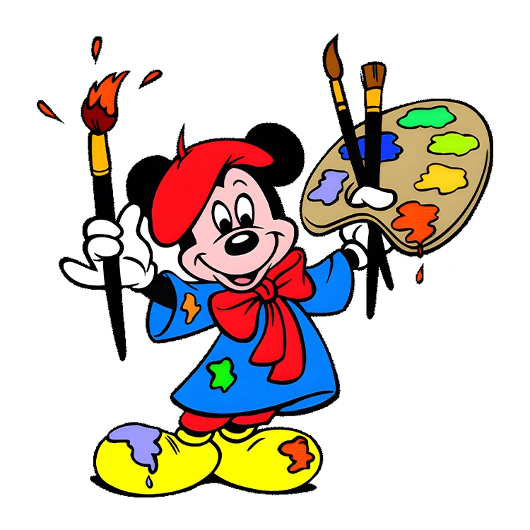 استیکر پارچه و لباس پاد آفرین مدل کارتونی میکی موس نقاش کد S3501