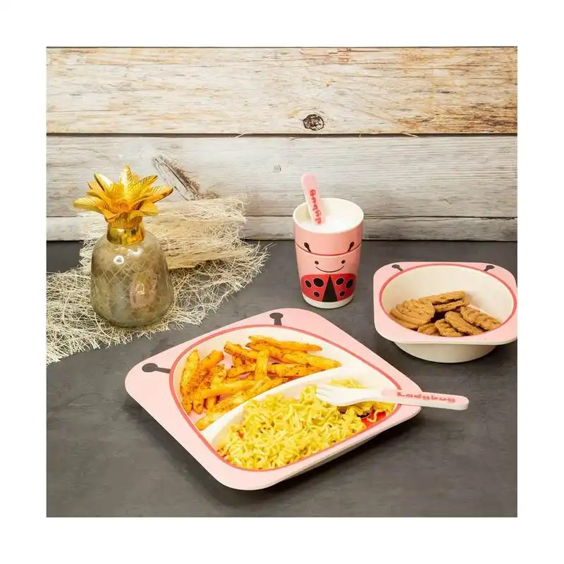 ظرف غذای 5 تکه کودک طرح بامبو خالدار 43