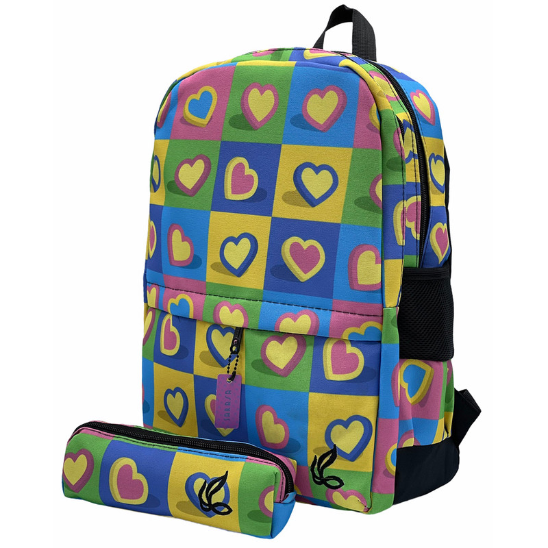 کوله پشتی ساراسا طرح قلب به همراه جامدادی