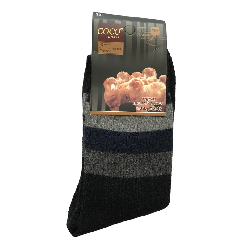 جوراب ساق بلند مردانه کوکو اند هانا مدل پشمی حوله ای کد 8comp