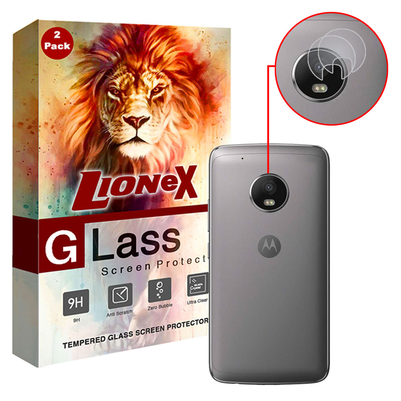 محافظ لنز دوربین لایونکس مدل UTFS مناسب برای گوشی موبایل موتورولا Moto G5 Plus بسته دو عددی