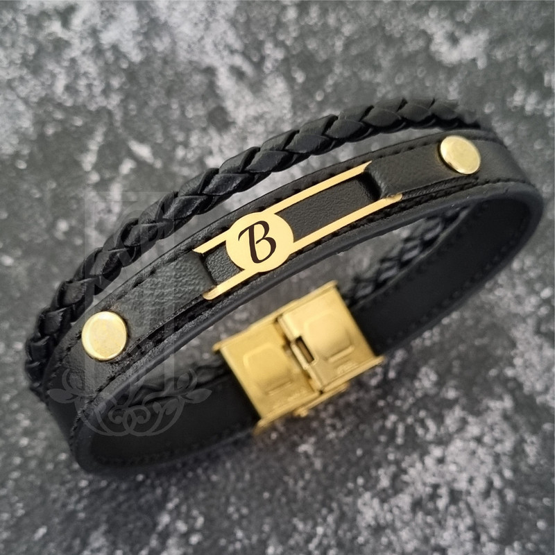 دستبند طلا 18 عیار مردانه لیردا مدل حرف B 828