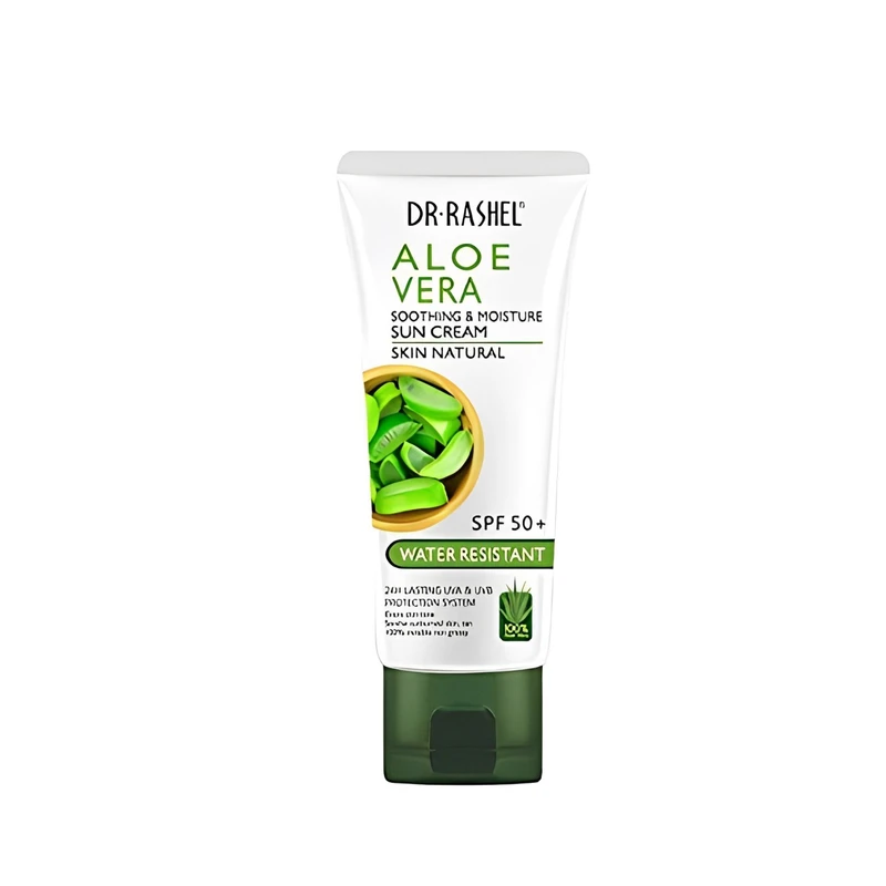 کرم ضد آفتاب بدون رنگ دکتر راشل SPF 50 مدل Aloevera  ‌مناسب انواع پوست حجم 60 میلی‌لیتر