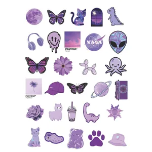 استیکر لپ تاپ کافه پرینت طرح Purple Color کد F105 بسته 29 عددی