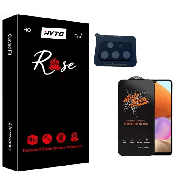محافظ صفحه نمایش هیتو مدل Rose Antistatic Touch مناسب برای گوشی موبایل سامسونگ galaxy a32 به همراه محافظ لنز دوربین