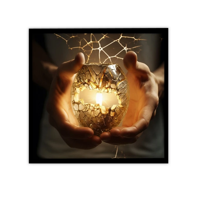 تابلو نوری بکلیت طرح گلدان و شمع مدل لایت باکس B-MID-19642