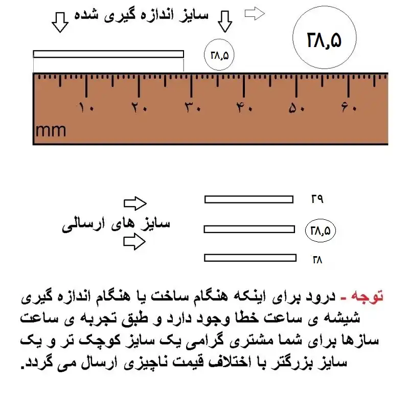 شیشه ساعت مچی مدل 29-28.5-28 بسته 3 عددی
