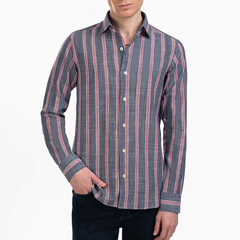 پیراهن آستین بلند یقه کراواتی مردانه ام کی مدل 1848