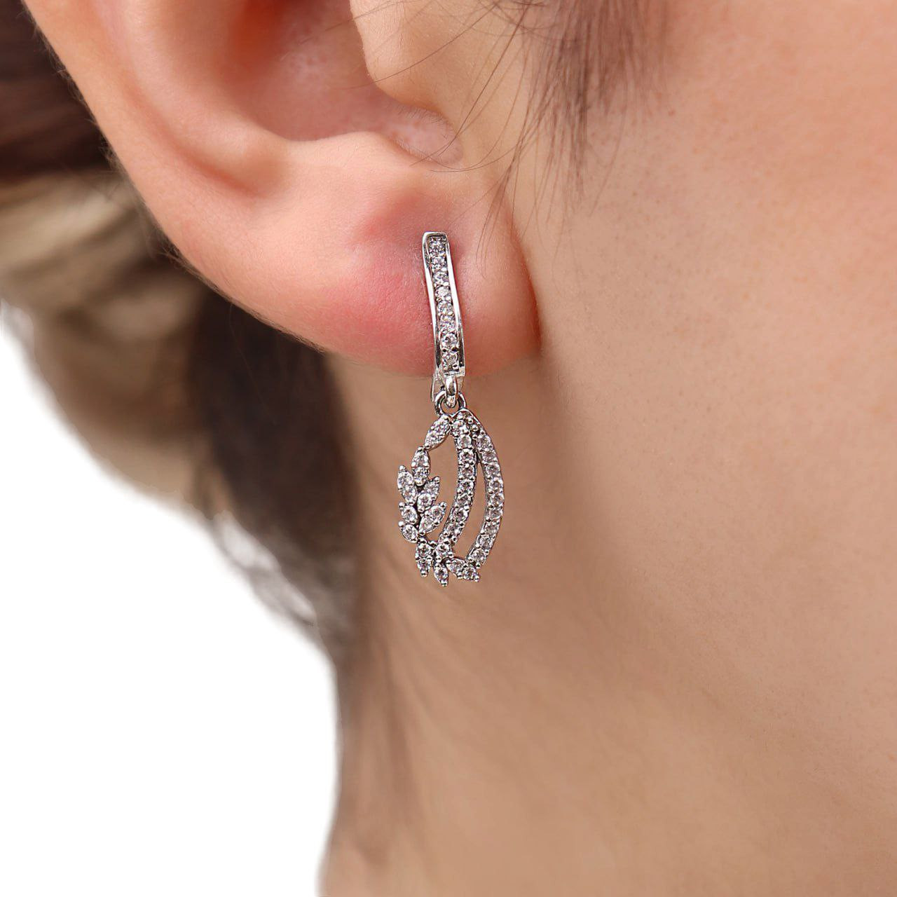 نیم ست نقره زنانه سیلور مدل نیم برگ ماه