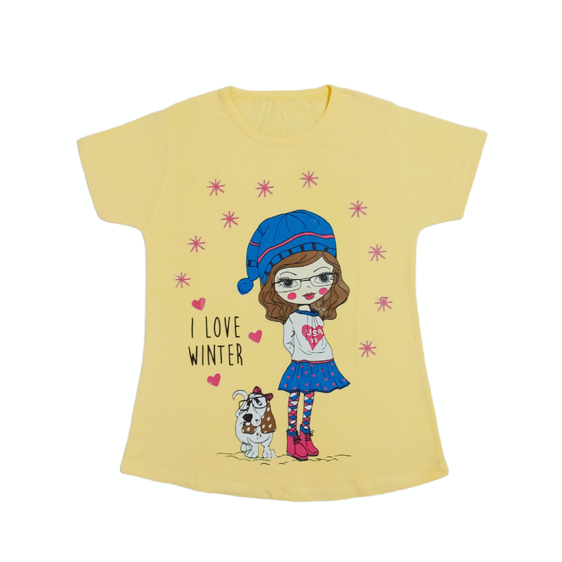 تی شرت دخترانه مدل تک دختر رنگ زرد