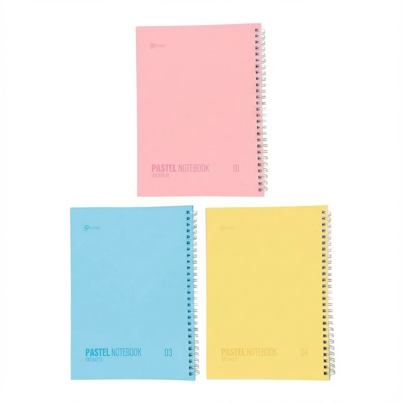 دفتر مشق 100 برگ پالت طرح پاستلی سیمی گلاسه بسته 3 عددی