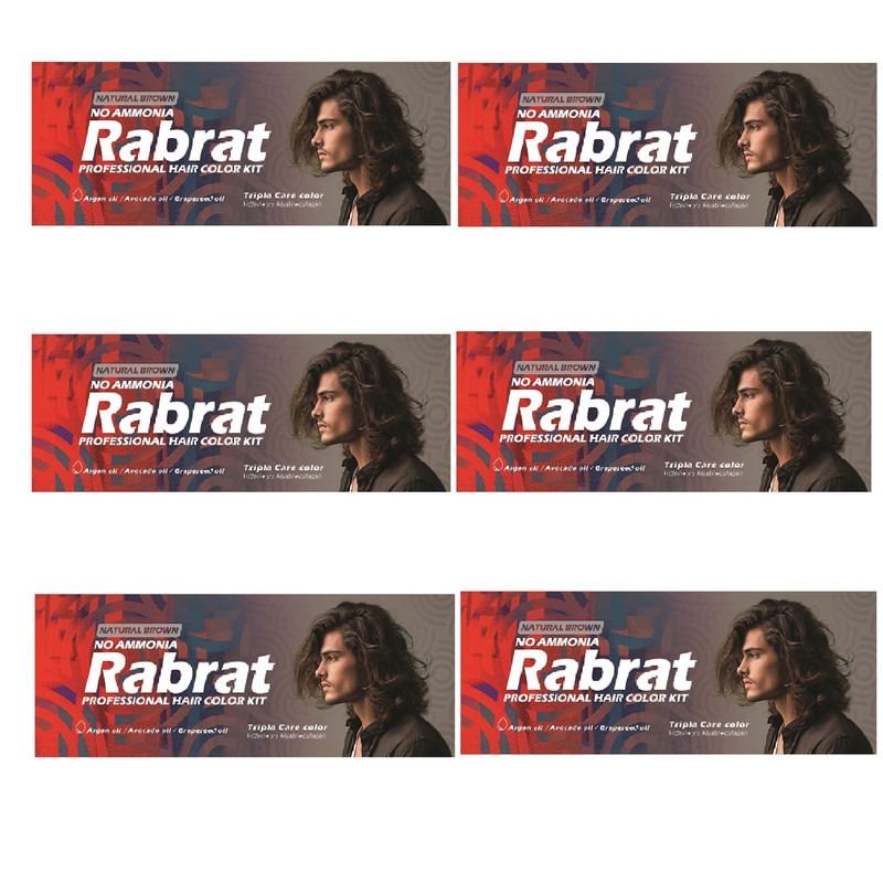کیت رنگ مو مردانه رابرات شماره 3 حجم 100 میلی لیتر رنگ قهوه ای طبیعی مجموعه 6 عددی