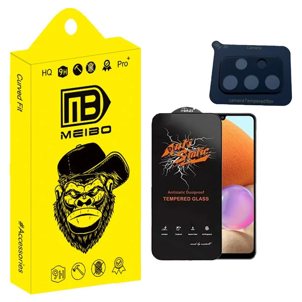 محافظ صفحه نمایش میبو مدل Antistatic Glavers مناسب برای گوشی موبایل سامسونگ galaxy a32 به همراه محافظ لنز دوربین 3D