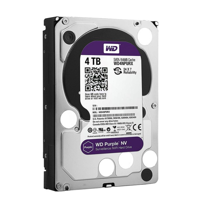 هارد دیسک اینترنال وسترن دیجیتال با رابط SATA مدل WD 4TB Purple 128MB SATA 6gb/s ظرفیت 4 ترابایت