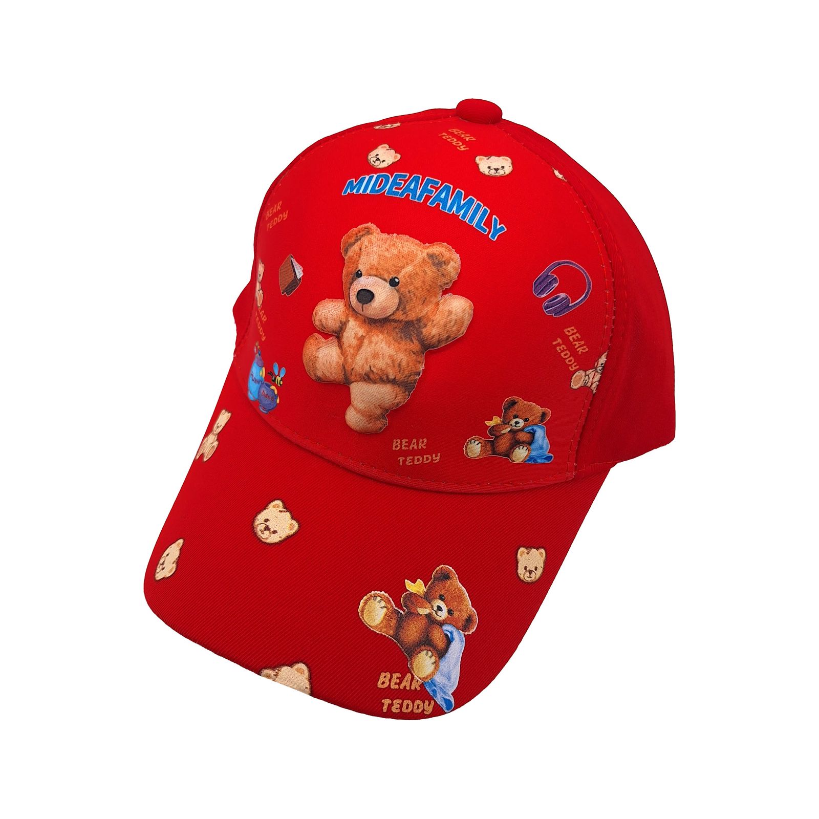 کلاه کپ پسرانه مدل خرس برجسته کد 1143 رنگ قرمز -  - 1