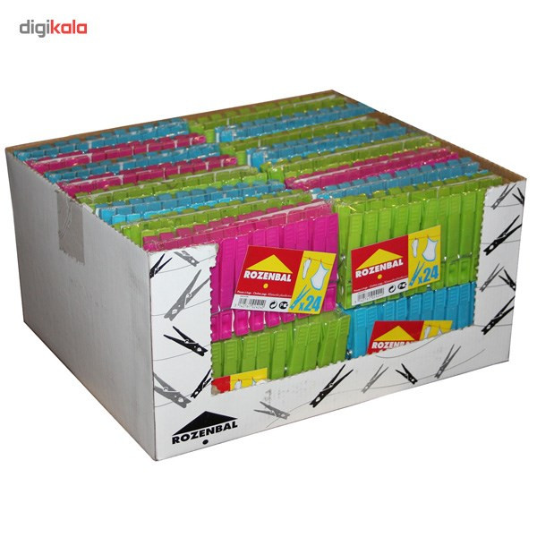 گیره لباس پلاستیکی رزنبال کد 102424 بسته 24 عددی