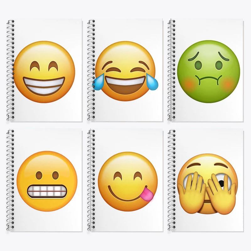 دفتر زبان 50 برگ خندالو مدل دو خط طرح ایموجی (Emoji) کد 323 مجموعه 6 عددی